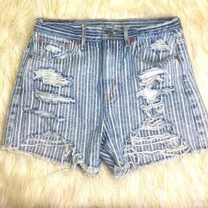 Trendy Distressed Striped Athletic Shorts
